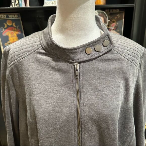 Lane Bryant Gray Moto Jacket Size 16 - Picture 2 of 11